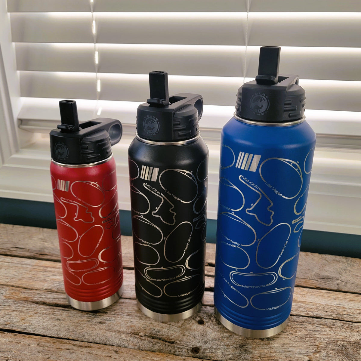 Stock car racing double-wall stainless steel insulated water bottle