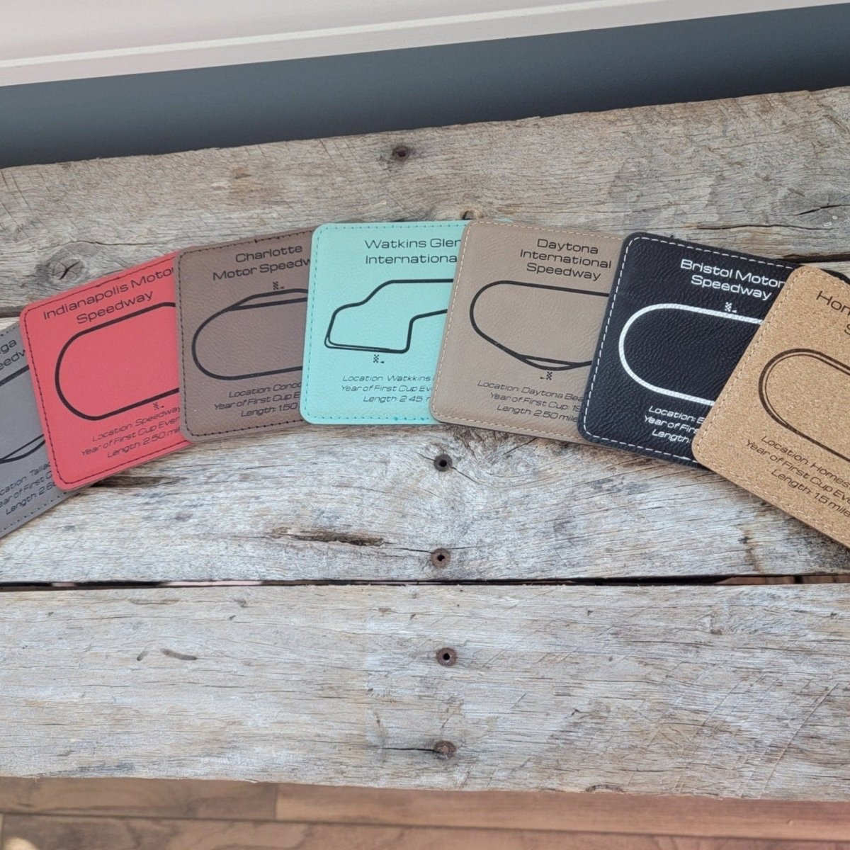 Stock Car racing faux leather gift coaster set - Microstep Customs