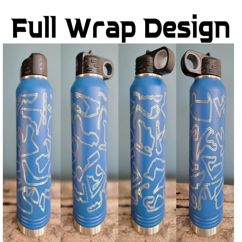 Motorsports-inspired 2023 World Racing Circuit series double-wall stainless steel insulated water bottle - Microstep Customs