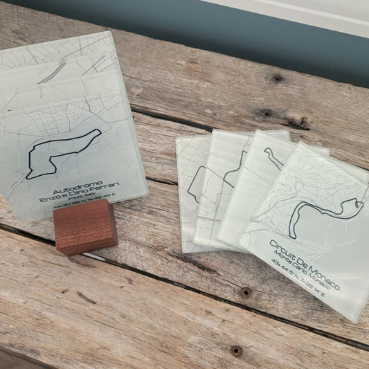 Motorsports World Championship series glass coaster set - Microstep Customs