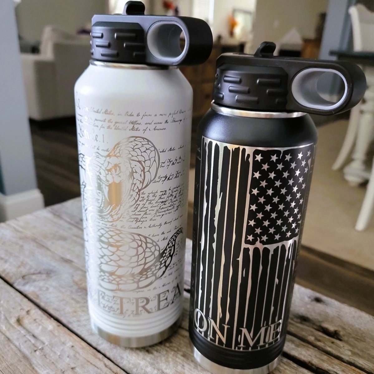 Patriotic insulated bottle with full wrap design, We the People, 2nd Amendment, Liberty bottle, customized laser engraved design - Microstep Customs
