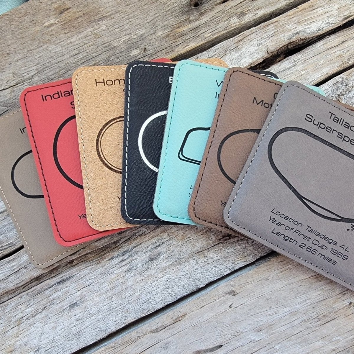 Stock Car racing faux leather gift coaster set - Microstep Customs