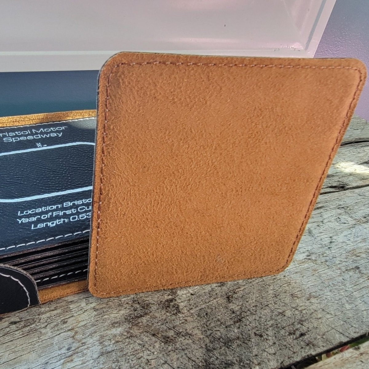 Stock Car racing faux leather gift coaster set - Microstep Customs