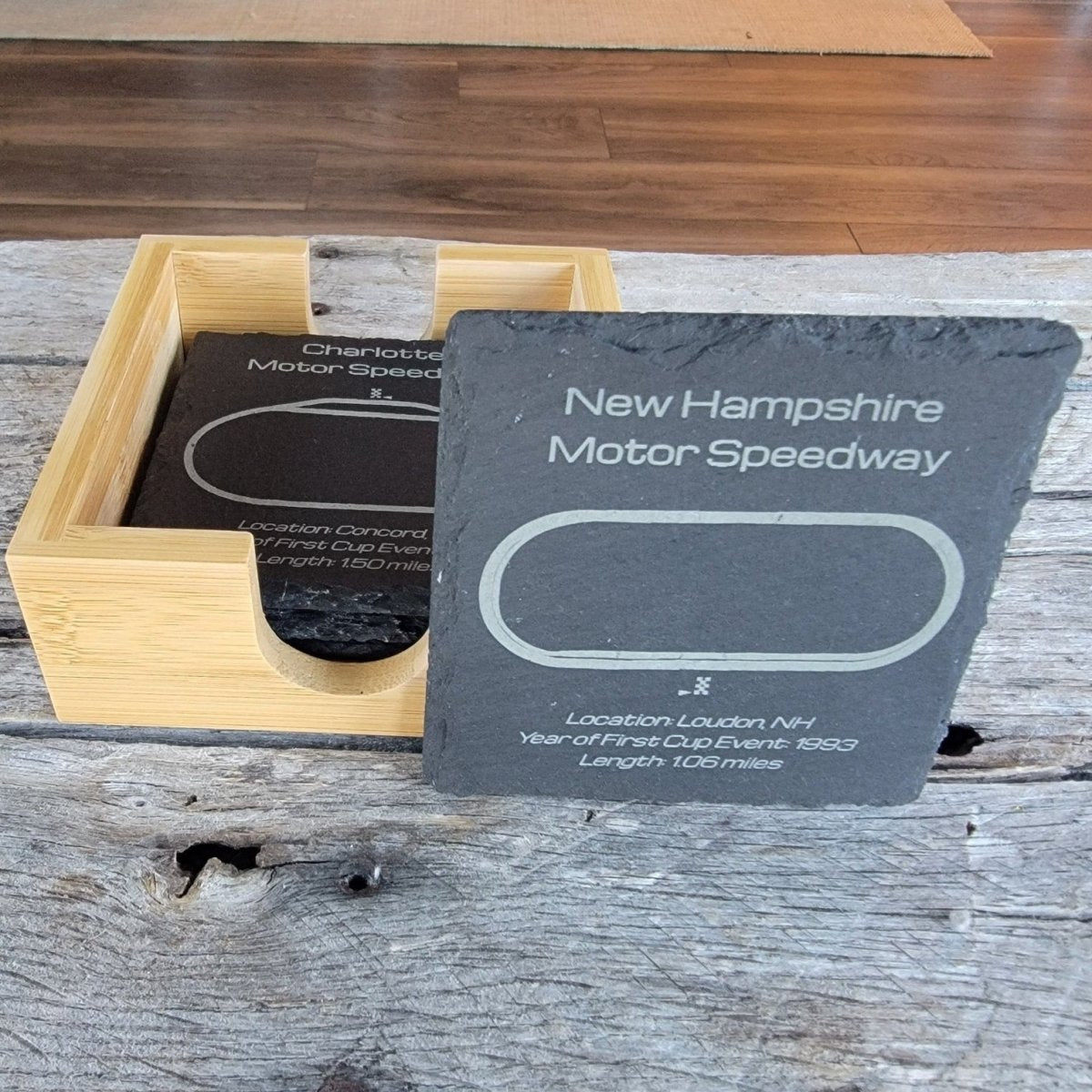 Stock Car racing gift slate coaster set - Microstep Customs